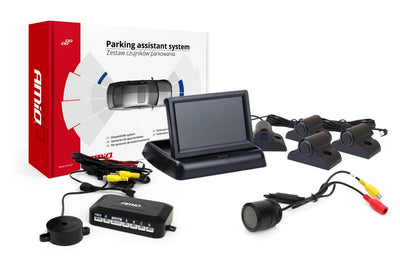 AMIO Parkhilfesystem TFT02 43 Zoll mit HD-301-IR und 4 Sensoren Black Truck