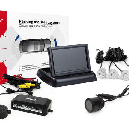 AMiO AMiO Parkeerhulpsysteem TFT02 4,3 inch LCD Beeldscherm - CAM301 IR 28mm Camera en 4 Zilveren Sensoren voor Auto AMiO 9