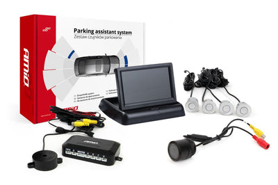 AMIO Parkhilfesystem TFT02 43 Zoll mit HD-301-IR und 4 Sensoren Silber