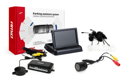 AMIO Parkhilfesystem TFT02 43 Zoll mit HD-301-IR und 4 Sensoren weiß
