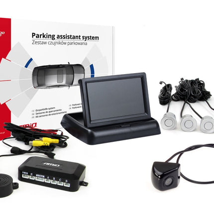 AMiO AMiO Parkeerhulpsysteem TFT02 4,3 inch LCD Beeldscherm - CAM310 Camera 4 Zilveren Parkeersensoren 22mm Auto Achteruitrijhulp AMiO 9