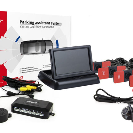 AMiO AMiO Parkeerhulpsysteem TFT02 4,3 inch LCD Beeldscherm - HD305LED Camera 4 Zwarte Sensoren Binnenmontage Auto AMiO 1