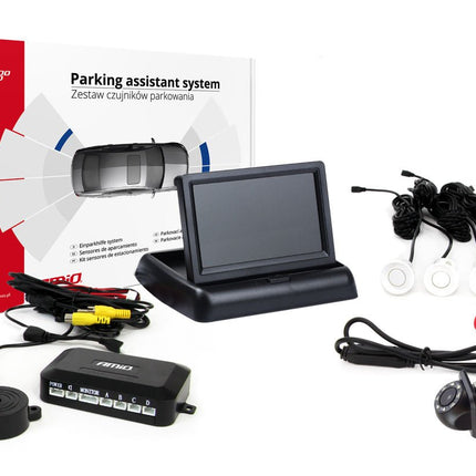 AMiO AMiO Parkeerhulpsysteem TFT02 4,3 inch LCD Beeldscherm - HD305LED Camera en 4 Witte Sensoren AMiO 1