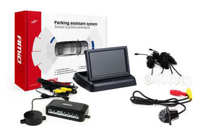 AMIO Parkhilfesystem TFT02 43 Zoll mit HD-305 LED und 4 Sensoren weiß