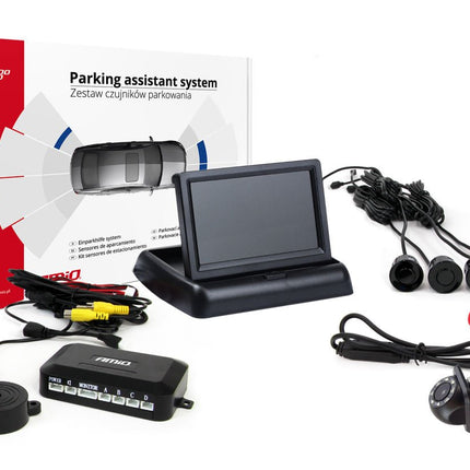 AMiO AMiO Parkeerhulpsysteem TFT02 4,3 inch LCD Beeldscherm - HD305LED Camera en 4 Zwarte Sensoren voor Auto AMiO 1