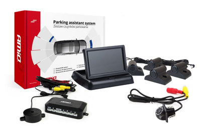 AMIO Parkhilfesystem TFT02 43 Zoll mit HD-305 LED und 4 Sensoren Black Truck