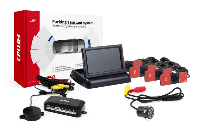 AMiO AMiO Parkeerhulpsysteem TFT02 4,3 inch LCD Beeldscherm - HD307IR Camera 4 Zwarte Sensoren Binnenmontage Auto AMiO 8