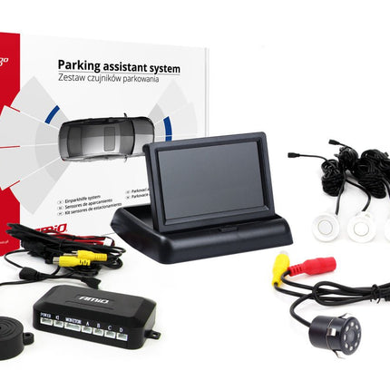 AMiO AMiO Parkeerhulpsysteem TFT02 4,3 inch LCD Beeldscherm - HD307IR Camera en 4 Witte Sensoren AMiO 1