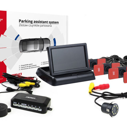 AMiO AMiO Parkeerhulpsysteem TFT02 4,3 inch LCD Beeldscherm - HD308LED Camera 4 Zwarte Sensoren Binnenmontage Auto AMiO 9
