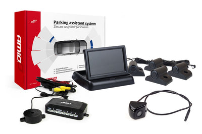 AMIO Parkhilfesystem TFT02 43 Zoll mit HD-310-LED- und 4 Sensoren Black Truck