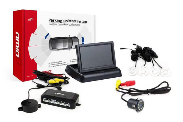 AMiO AMiO Parkeerhulpsysteem TFT02 4,3 inch LCD Beeldscherm - HD308LED Camera en 4 Witte Sensoren AMiO 9