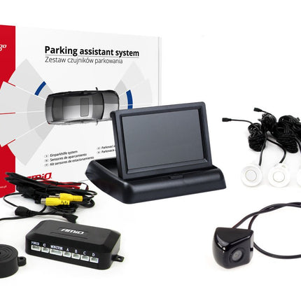AMiO AMiO Parkeerhulpsysteem TFT02 4,3 inch LCD Beeldscherm - HD310 LED Camera en 4 Witte Sensoren AMiO 1