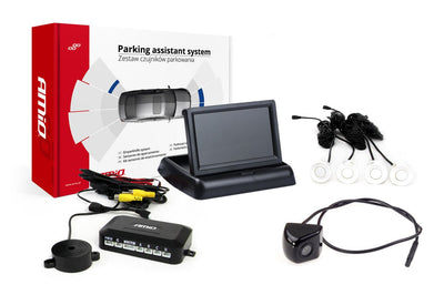 AMIO Parkhilfesystem TFT02 43 Zoll mit HD-310-LED und 4 Sensoren weiß