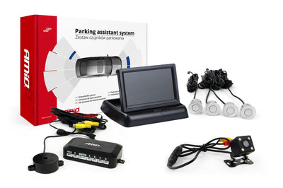 AMIO Parkhilfesystem TFT02 43 Zoll mit HD-315-LED- und 4 Sensoren Silber