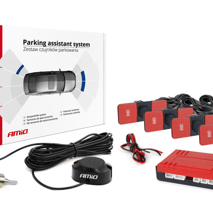 AMiO AMiO Parkeersensor Parkeerhulpsysteem LED met 4 Plak Sensoren & Pieper Inbouw Zwart AMiO 1