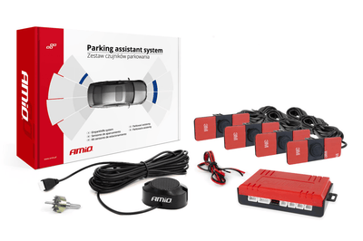 AMIO -Parksensor -Parkhilfesystem LED mit 4 Stück Sensoren & Beeper gebaut -schwarz