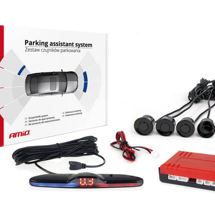 AMiO AMiO Parkeersensor Parkeerhulpsysteem MAX LED met 4 Sensoren en Zoemer Inbouw Zwart AMiO 4