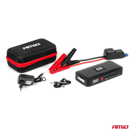 AMiO Portable Jump Starter 12V 12Ah 800A - Met Powerbank Draadloze Lader en LED Zaklamp Voor Benzine en Diesel Voertuigen - VCTparts.nl