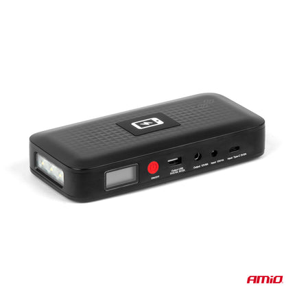 AMiO Portable Jump Starter 12V 12Ah 800A - Met Powerbank Draadloze Lader en LED Zaklamp Voor Benzine en Diesel Voertuigen - VCTparts.nl