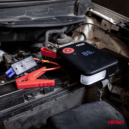 AMiO AMiO Portable Mini 4 - in - 1 Jump Starter – Powerbank 12V 600A met Air Compressor en LED Zaklamp – Draagbare Startbooster Auto – Smart Battery Booster AMiO 2