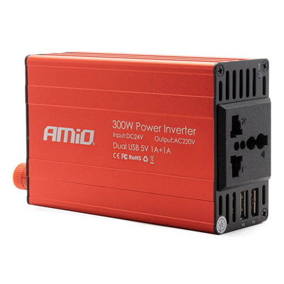 AMIO -Power -Wechselrichter 24 V/230 V 300W/600W 2xUSB PI04 - Tragbarer Autospannungswandler