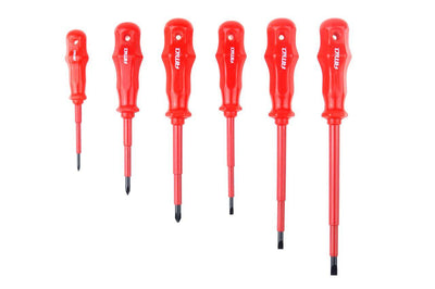 Amio -Schraubendreher -Set Cr -V Stahl 6 Stücke Magnetischer Kopf - rot