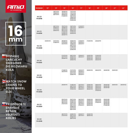 AMiO Sneeuw Kettingen Gehard Staal 16 mm 4x4 KB - 245 7500 kg - VCTparts.nl