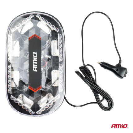 AMiO Stroboscoop Zwaailicht Hoge Intensiteit Magnetische Houder Mini Lichtbar / LED Bar WLB78 293x171mm R65 R10 48LED 12/24V IP56 Oranje - VCTparts.nl