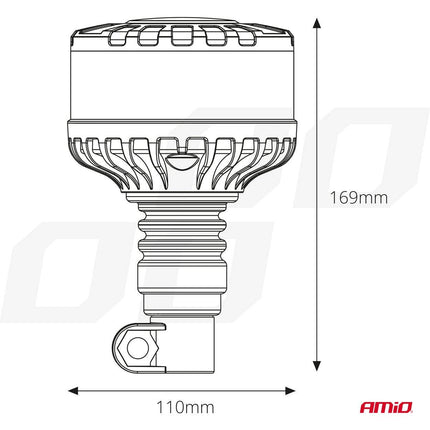 AMiO Stroboscoop Zwaailicht LED Waarschuwingslamp Heavy Duty W28P 12V 24V Oranje - VCTparts.nl