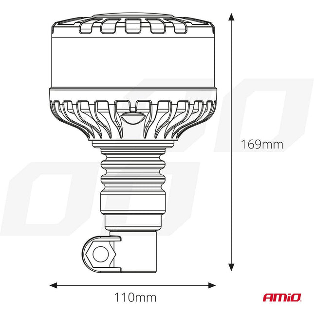 AMiO Stroboscoop Zwaailicht LED Waarschuwingslamp Heavy Duty W28P 12V 24V Oranje - VCTparts.nl