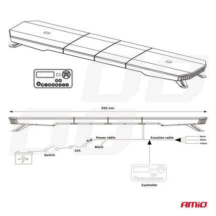 AMiO AMIO Stroboscoop Zwaailicht LED Waarschuwingslichtbar 180 LED 1372mm Oranje - Professionele Waarschuwingsverlichting met 51 Lichtfuncties AMiO 11