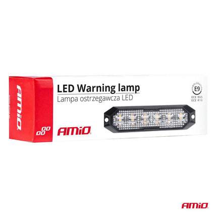 AMiO AMiO Stroboscoop Zwaailicht Slanke Amber Grill Mount Flitslicht 6x3W LED R65 R10 12/24V IP6K9K Oranje AMiO 6