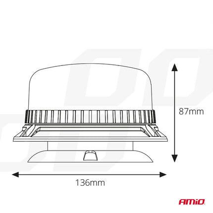 AMiO AMiO Stroboscoop Zwaailicht Waarschuwingslamp W03M Magnetisch 36LED 12/24V IP56 Oranje R65 R10 AMiO 4