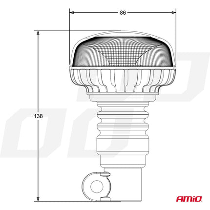 AMiO AMiO Stroboscoop Zwaailicht Waarschuwingslamp W21PL 12/24V IP56 Oranje R65 R10 AMiO 6
