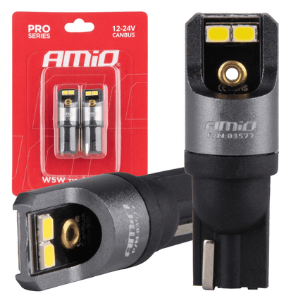 AMiO AMiO T10 W5W LED 12V - 24V 4x2016 SMD Wit Canbus [Interieurverlichting - Dagrijverlichting] (2 stuks) AMiO 1