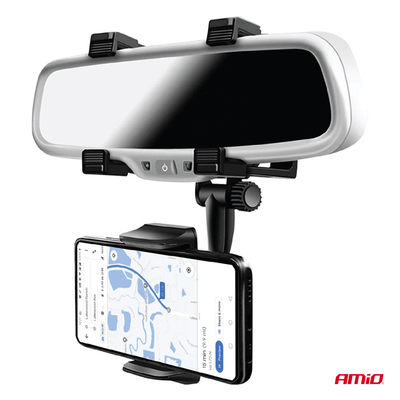 AMIO -Telefonhalter für Heck -View -Spiegelauto einstellbar schwarz