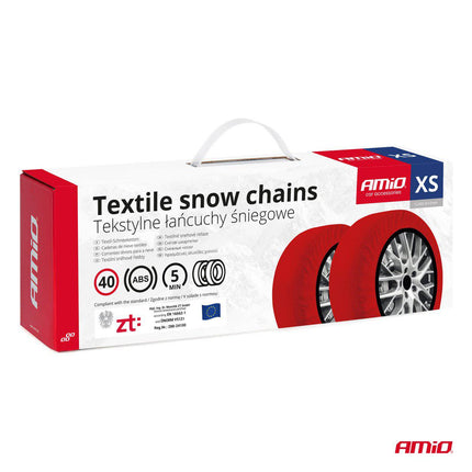 AMiO Textiele Sneeuwkettingen/Sneeuwsokken voor Autobanden XS - EN16662 - 1 / Önorm V5121 Rood (2 stuks) - VCTparts.nl