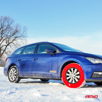 AMiO Textiele Sneeuwkettingen/Sneeuwsokken voor Autobanden XXL - EN16662 - 1 / Önorm V5121 Rood (2 stuks) - VCTparts.nl