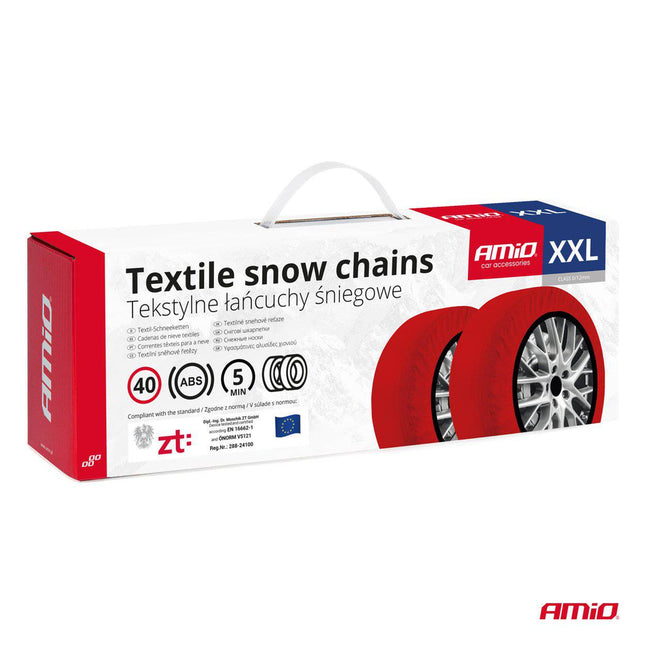 AMiO Textiele Sneeuwkettingen/Sneeuwsokken voor Autobanden XXL - EN16662 - 1 / Önorm V5121 Rood (2 stuks) - VCTparts.nl