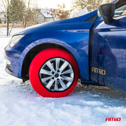 AMiO Textiele Sneeuwkettingen/Sneeuwsokken voor Autobanden XXL - EN16662 - 1 / Önorm V5121 Rood (2 stuks) - VCTparts.nl