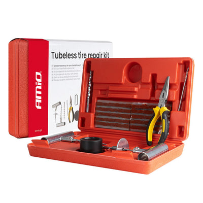 AMiO Tubeless-Reifenreparaturset, 38-teilig – Effektives Reifendichtmittel für Auto, SUV, Motorrad und Quad