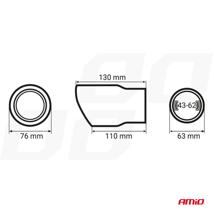 AMiO AMiO Uitlaat Einddemper Sierstuk RVS Koppelstuk 76mm Blauw AMiO 5