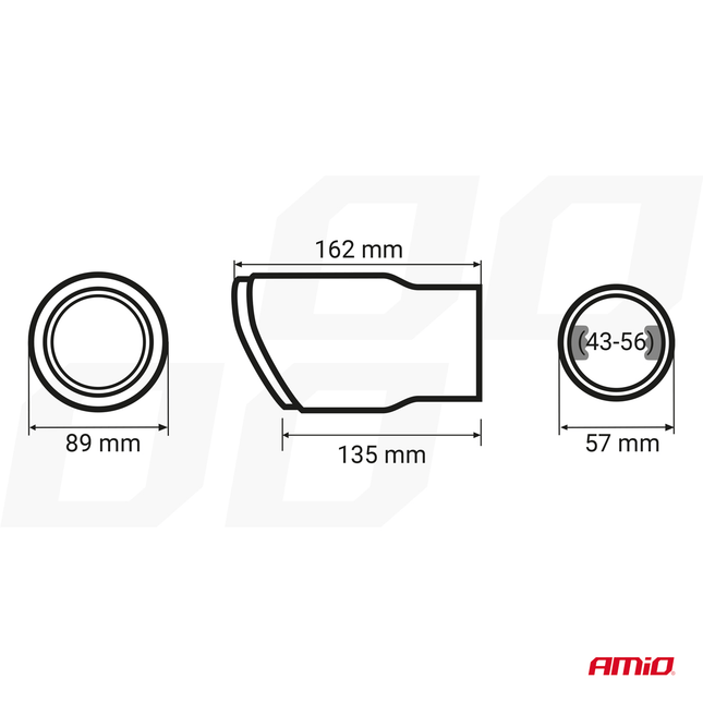 AMiO Uitlaat Einddemper Sierstuk RVS Koppelstuk 89mm Carbon - VCTparts.nl