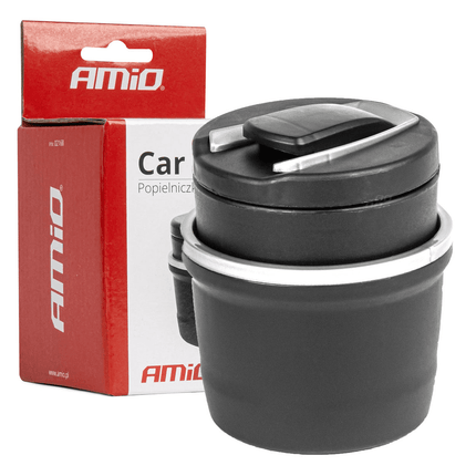 AMiO AMiO Universele Asbak Met Deksel Rookvrij voor Bekerhouder Auto Zwart AMiO 2