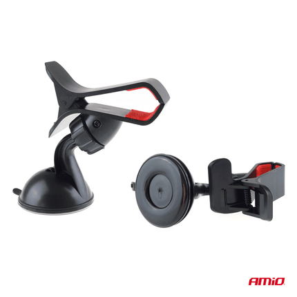 AMiO AMiO Universele Dashboard/Raam Telefoon Houder Klem (360 graden) met Zuignap Zwart AMiO 3