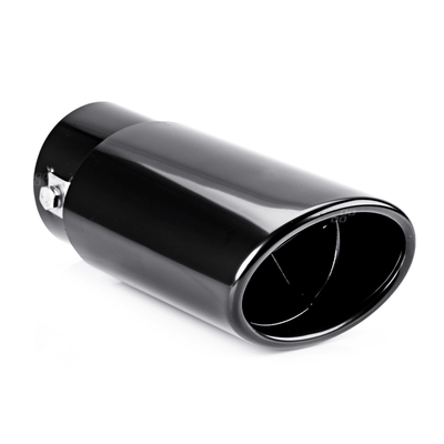AMIO UNIVERSAL Ein Auspuffdämpfer Gerade Spitze Edelstahl Kupplungsstück (86 x 65 mm) Schwarz