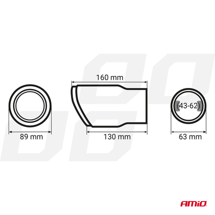 AMiO AMiO Universele Sportieve Uitlaat Tip RVS Koppelstuk 89mm Zwart AMiO 2