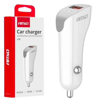 AMiO AMiO USB - A Autolader Telefoon 2.1A 12/24V Wit AMiO 6
