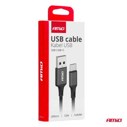 AMiO AMiO USB - A naar USB - C Kabel 2A 200cm FullLINK - Hoogwaardige Snellader Oplaadkabel Snoer AMiO 2
