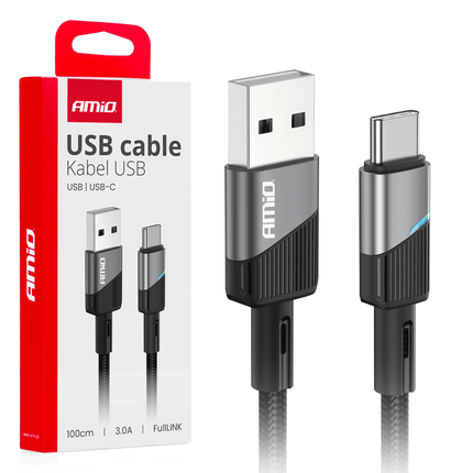 AMiO USB - A naar USB - C Kabel 3A 100cm FullLINK Premium - Hoogwaardige Snellader Oplaadkabel Snoer - VCTparts.nl